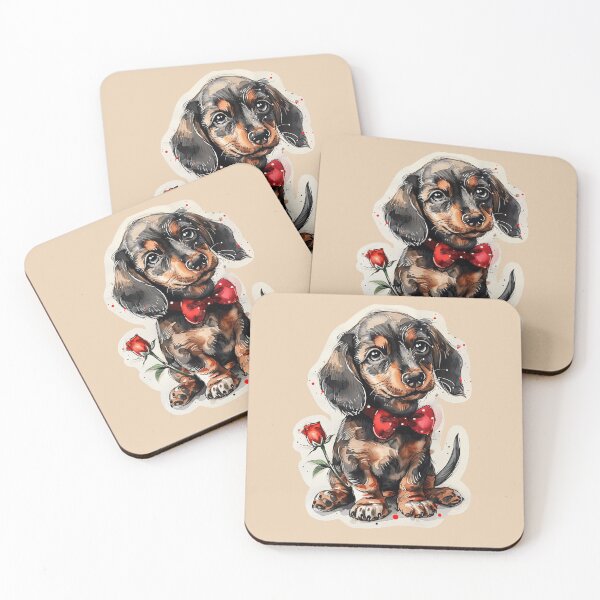 Item preview, Cute Dachshund Puppy With Red Bow designed and sold by Erika Kaisersot.