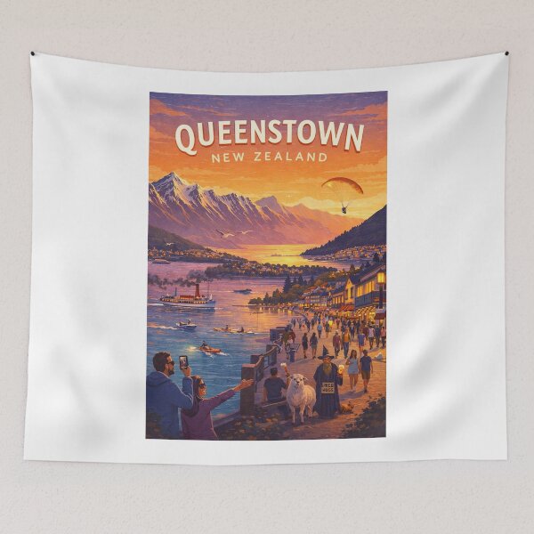 Item preview, Queenstown New Zealand Lake Wakatipu Adventure Sunset Scene designed and sold by Aryabek.