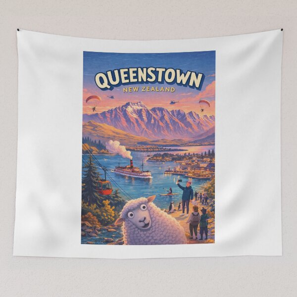 Item preview, Queenstown New Zealand Alpine Lake and Remarkables Panorama designed and sold by Aryabek.