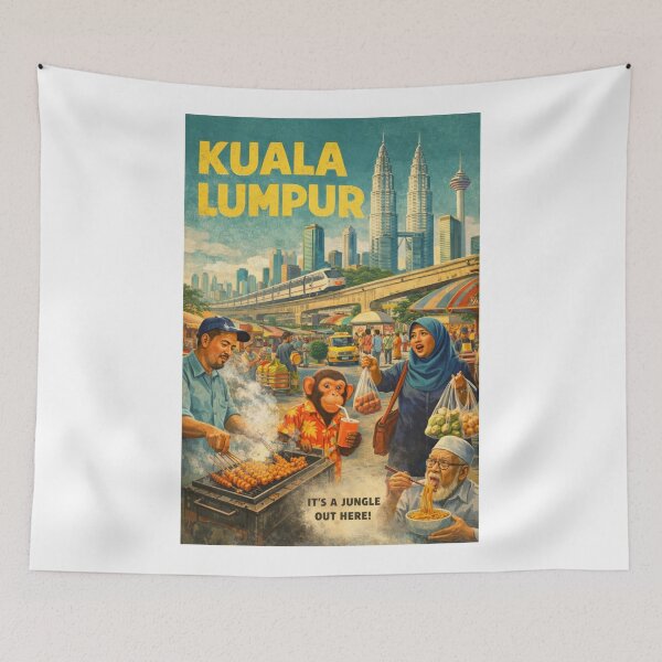 Item preview, Kuala Lumpur Malaysia Petronas Towers and Street Food Market Scene designed and sold by Aryabek.