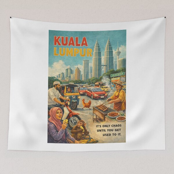 Item preview, Kuala Lumpur Petronas Towers Jalan Bersih Street Food Skyline designed and sold by Aryabek.