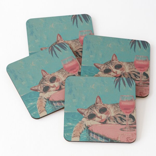 Item preview, Relaxed Pool Cat with Sunglasses Summer Chill Kawaii Design designed and sold by Meow-Attitude.