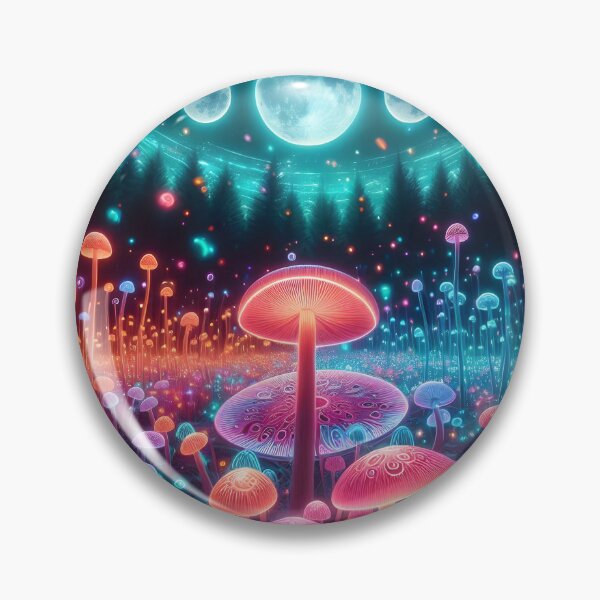 Item preview, Celestial Mushroom Forest - Bioluminescent Moon Phase Galaxy Art designed and sold by Sybille-Yates.
