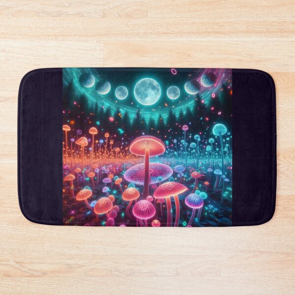 Item preview, Celestial Mushroom Forest - Bioluminescent Moon Phase Galaxy Art designed and sold by Sybille-Yates.