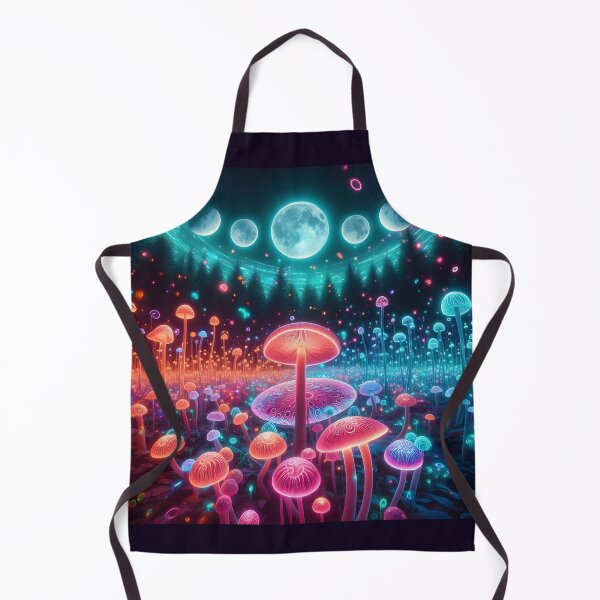 Item preview, Celestial Mushroom Forest - Bioluminescent Moon Phase Galaxy Art designed and sold by Sybille-Yates.