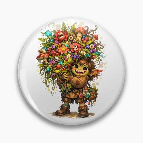 Item preview, Tiny Goblin Florist | Chaotic Cottagecore Fantasy Bouquet of Dangerous Magic Plants designed and sold by MarekoraStudio.