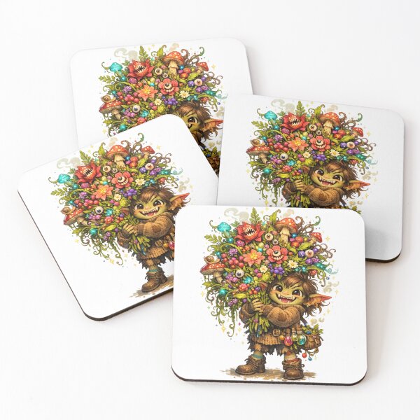 Item preview, Tiny Goblin Florist | Chaotic Cottagecore Fantasy Bouquet of Dangerous Magic Plants designed and sold by MarekoraStudio.