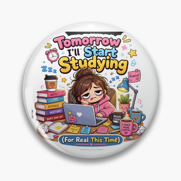 Item preview, Tomorrow I’ll Start Studying Funny Sticker designed and sold by stickyverselab.