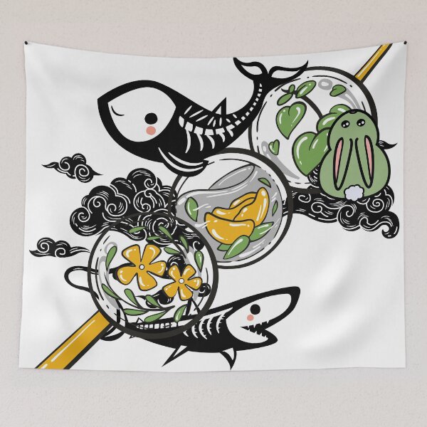 Item preview, Botanical Bubbles and Skeleton Fish designed and sold by Kanniax.