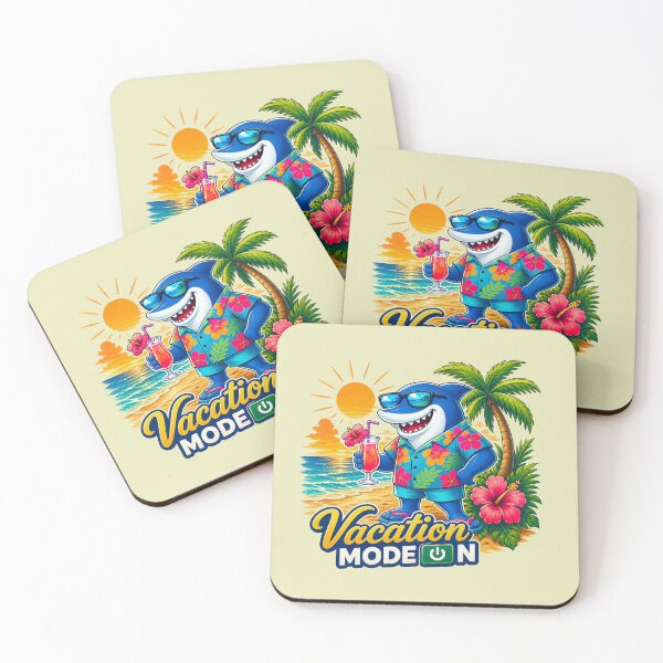 Item preview, Vacation Mode On Shark T-Shirt – Funny Tropical Summer Shark with Cocktail designed and sold by Aimetoi.