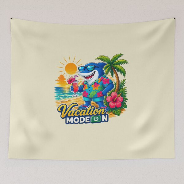 Item preview, Vacation Mode On Shark T-Shirt – Funny Tropical Summer Shark with Cocktail designed and sold by Aimetoi.