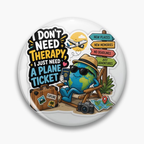 Item preview, I Don’t Need Therapy I Just Need a Plane Ticket Sticker – Funny Travel Meme | Wanderlust Humor designed and sold by stickyverselab.