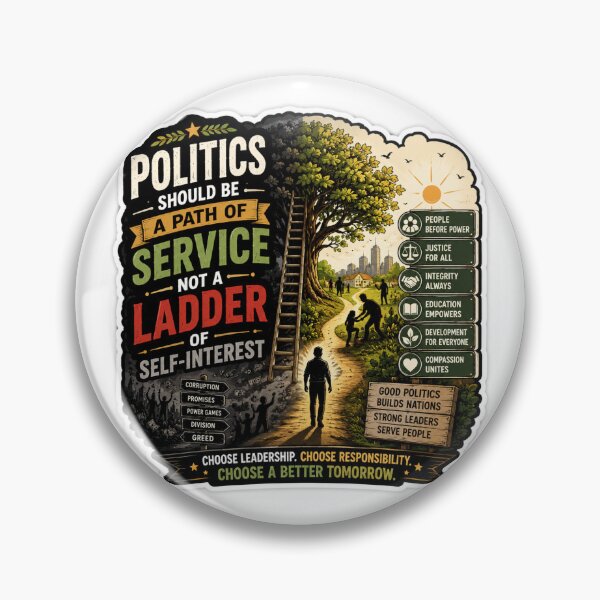 Item preview, Politics Should Be Service Sticker – Leadership Integrity and Justice Quote designed and sold by stickyverselab.