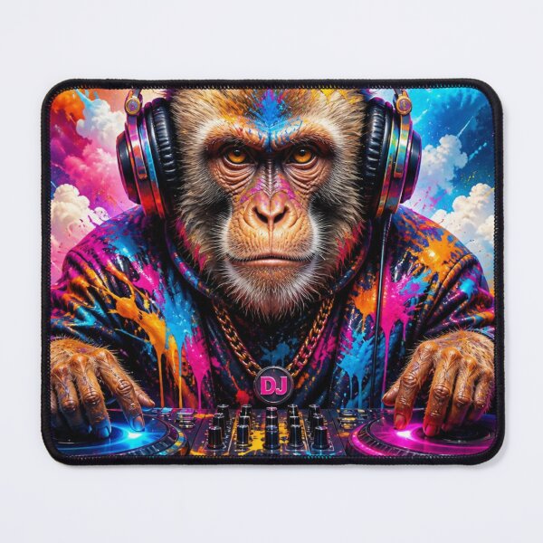 Item preview, Stylish Dj Monkey Colorful Paint Ape With Headphones designed and sold by GrinGalore.