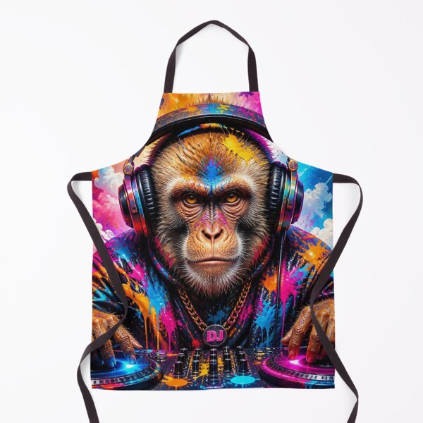 Item preview, Stylish Dj Monkey Colorful Paint Ape With Headphones designed and sold by GrinGalore.