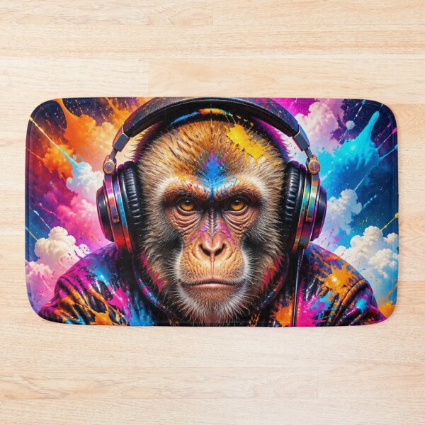 Item preview, Stylish Dj Monkey Colorful Paint Ape With Headphones designed and sold by GrinGalore.