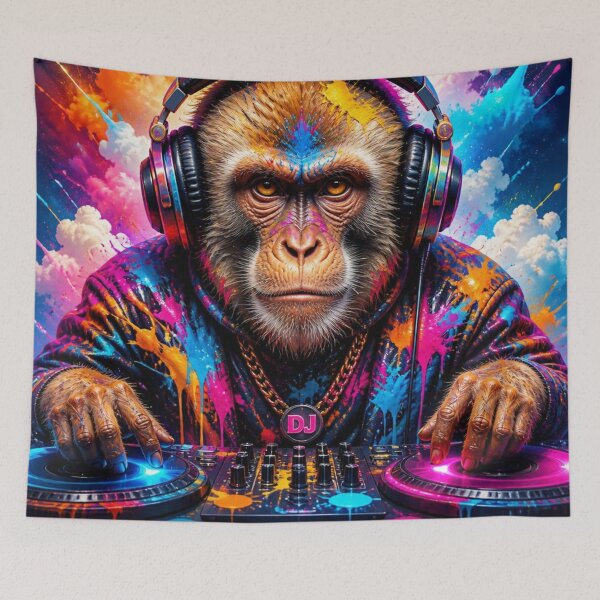 Item preview, Stylish Dj Monkey Colorful Paint Ape With Headphones designed and sold by GrinGalore.