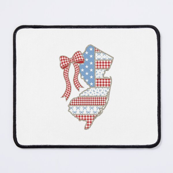 Item preview, Cute Patriotic New Jersey Map with Red Gingham Bow designed and sold by Paper Drip.