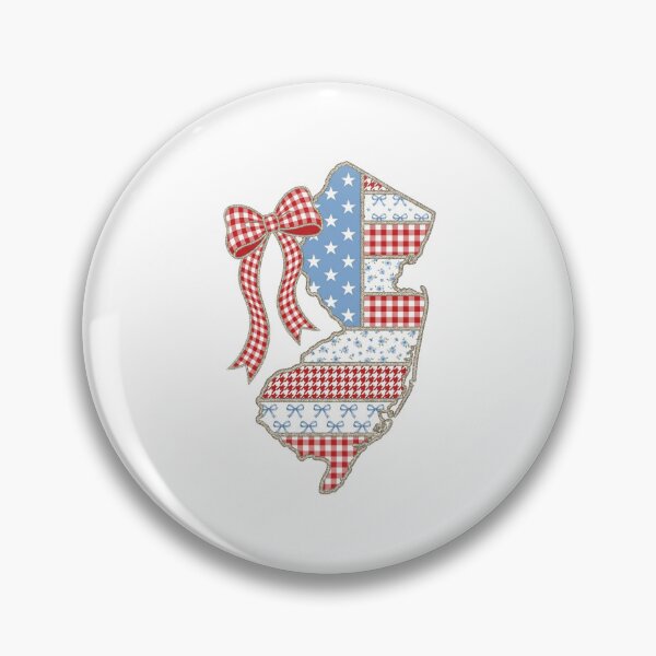 Item preview, Cute Patriotic New Jersey Map with Red Gingham Bow designed and sold by Paper Drip.