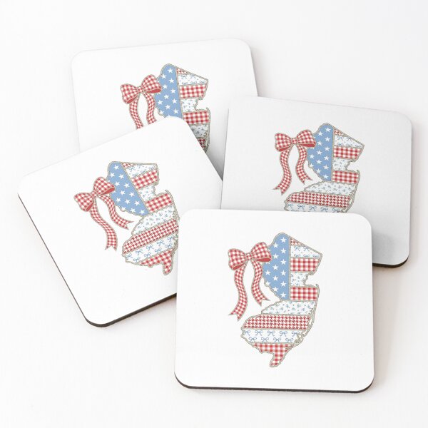 Item preview, Cute Patriotic New Jersey Map with Red Gingham Bow designed and sold by Paper Drip.