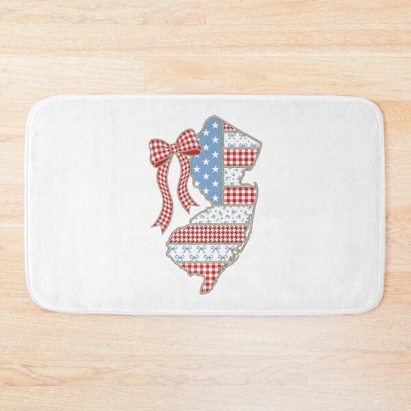 Item preview, Cute Patriotic New Jersey Map with Red Gingham Bow designed and sold by Paper Drip.
