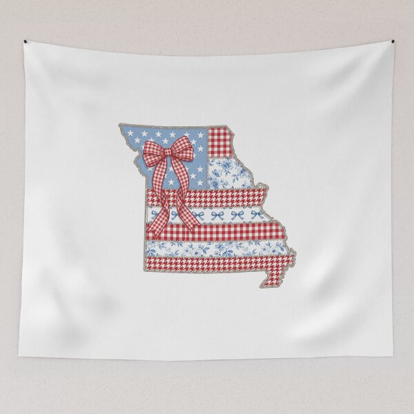 Item preview, Cute Patriotic Missouri  Map with Red Gingham Bow designed and sold by Paper Drip.