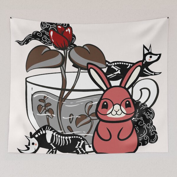 Item preview, Dark Red Bunny and Mystical Tea Cup designed and sold by Kanniax.