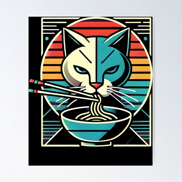 Item preview, Retro Cat Ramen Mask designed and sold by SiarheiYur.
