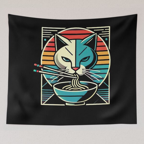 Item preview, Retro Cat Ramen Mask designed and sold by SiarheiYur.