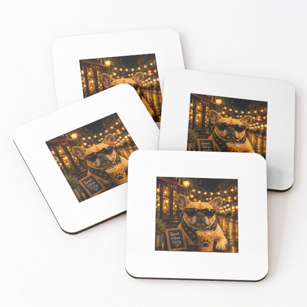 Item preview, Bulldog with iced coffee – Good Vibes Only designed and sold by Kadi Art Haven .