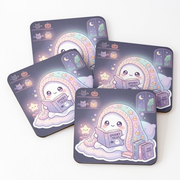 Item preview, Cozy Ghost Reading Scary Books – Kawaii Halloween Spooky Aesthetic Design designed and sold by SoftAuraStudi0.