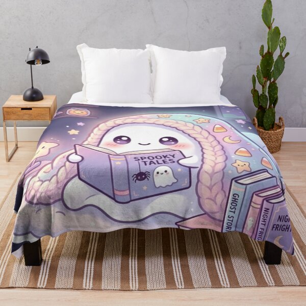 Item preview, Cozy Ghost Reading Scary Books – Kawaii Halloween Spooky Aesthetic Design designed and sold by SoftAuraStudi0.