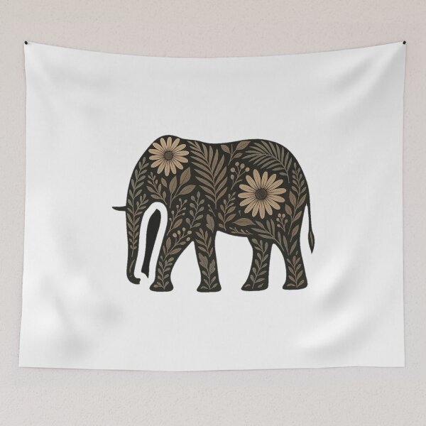 Item preview, Ancient art elephant, plant, flower designed and sold by strongSpiritEd.
