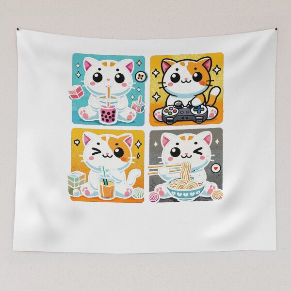 Item preview, Kawaii Cat Snack Grid designed and sold by SiarheiYur.