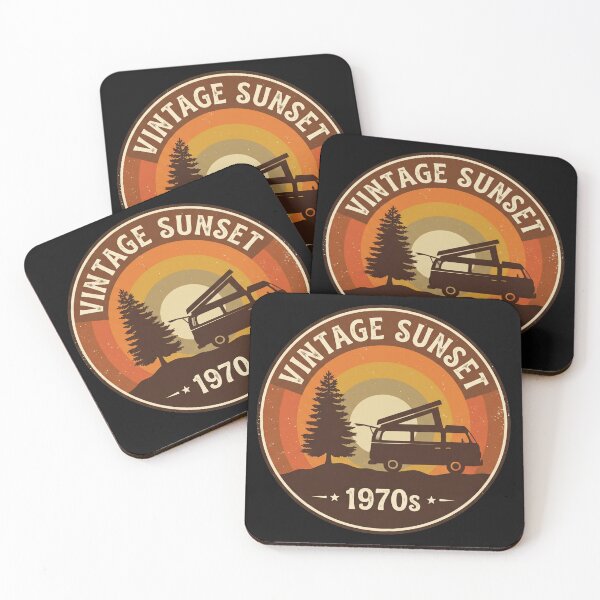 Item preview, Retro 1970s Vintage Camper Van Sunset designed and sold by InkRebelprint.