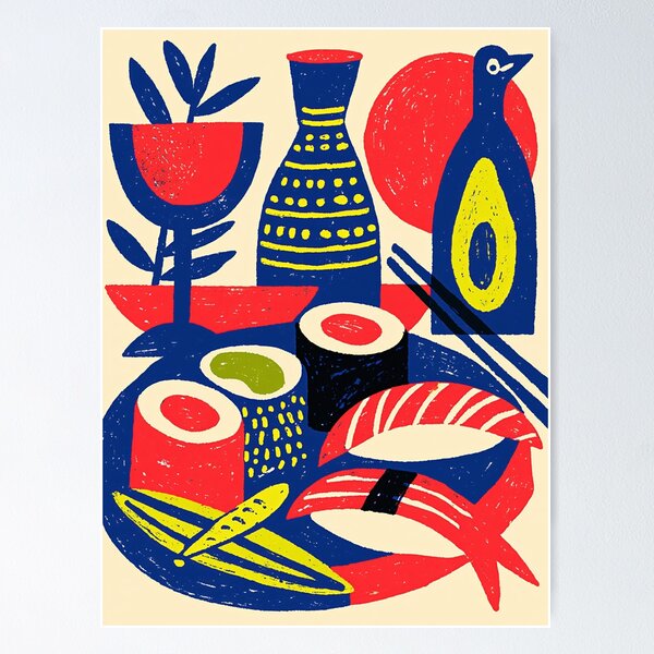 Item preview, Nigiri and Blue Fins designed and sold by Retro Type.