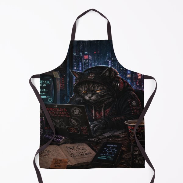 Item preview, Gato cibernético con falta de sueño: estética hacker de anime neón designed and sold by UnknownFrame.