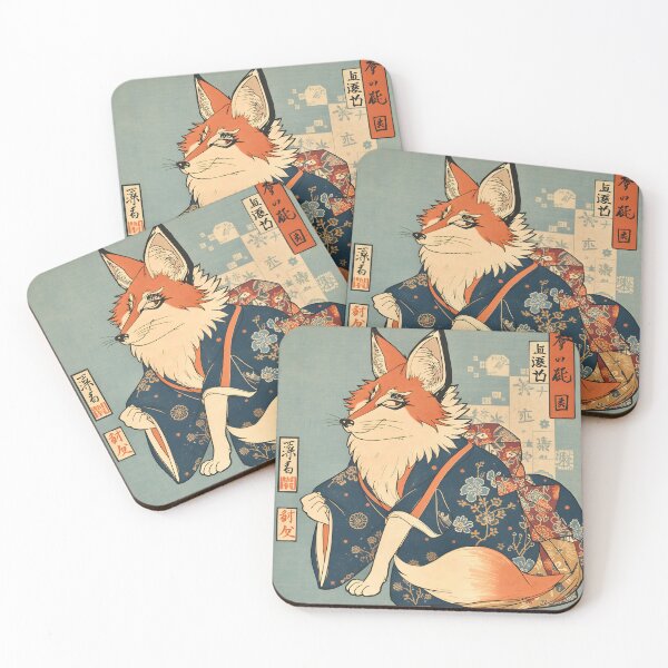 Item preview, Elegant Kitsune in Kimono – Japanese Ukiyo-e Fox Spirit Art designed and sold by kaxymax.