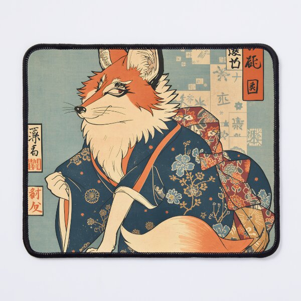 Item preview, Elegant Kitsune in Kimono – Japanese Ukiyo-e Fox Spirit Art designed and sold by kaxymax.