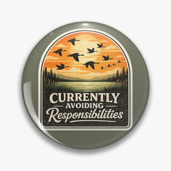 Item preview, Currently Avoiding Responsibilities Geese Sunset Retro Wildlife Design designed and sold by ChirpInc.