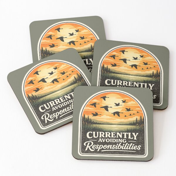 Item preview, Currently Avoiding Responsibilities Geese Sunset Retro Wildlife Design designed and sold by ChirpInc.