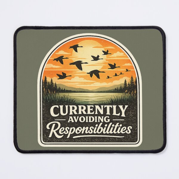 Item preview, Currently Avoiding Responsibilities Geese Sunset Retro Wildlife Design designed and sold by ChirpInc.