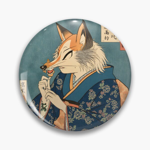 Item preview, Kitsune Eating Dango – Japanese Ukiyo-e Fox Spirit Art designed and sold by kaxymax.