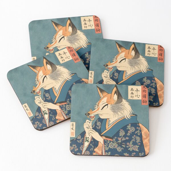 Item preview, Kitsune Eating Dango – Japanese Ukiyo-e Fox Spirit Art designed and sold by kaxymax.