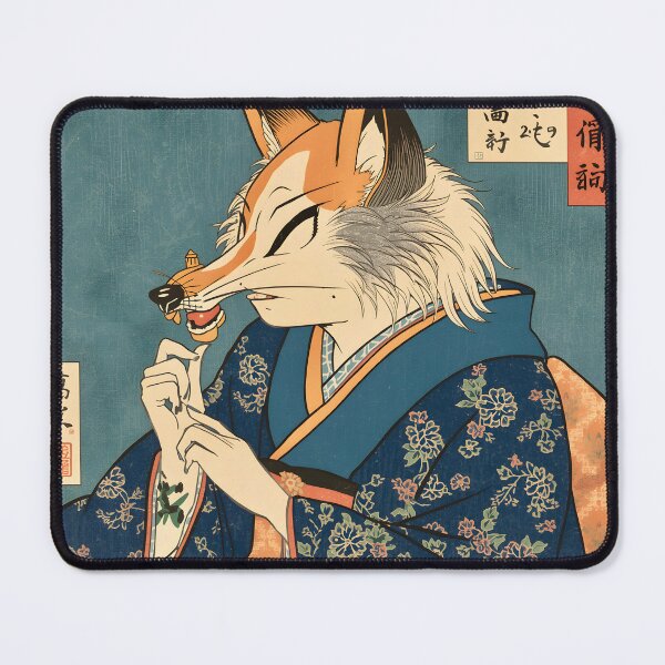 Item preview, Kitsune Eating Dango – Japanese Ukiyo-e Fox Spirit Art designed and sold by kaxymax.
