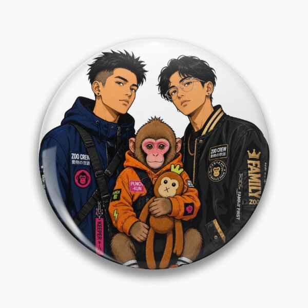 Item preview, Japanese Macaque "Punch-Kun" & Zookeeper Family Bond, Streetwear Anime Hypebeast Design - Urban Fashion. designed and sold by PinnyPxStudio.