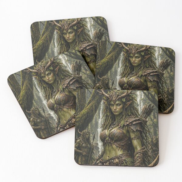 Item preview, Forest Huntress Archer in Enchanted Woods | Mystic Nature Warrior Art designed and sold by DrakariArt.