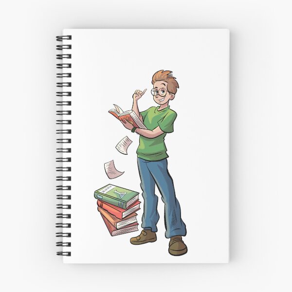 Item preview, Smart Student Geek Boy Reading books Illustration Team Lou Comic Book Style Retro designed and sold by TeamLouOfficial.