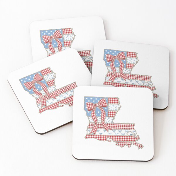 Item preview, Cute Patriotic Louisiana Map with Red Gingham Bow designed and sold by Paper Drip.