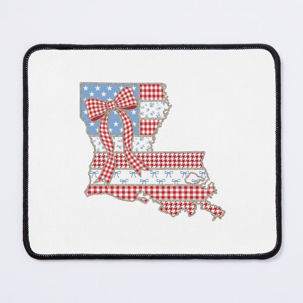 Item preview, Cute Patriotic Louisiana Map with Red Gingham Bow designed and sold by Paper Drip.